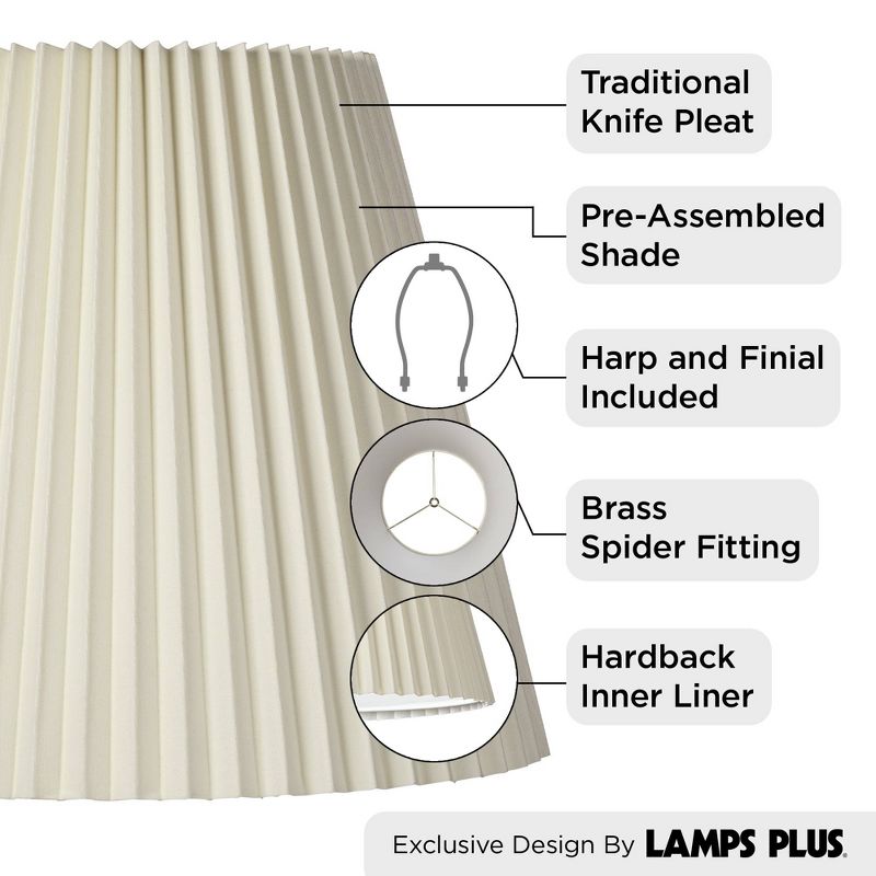 Springcrest 10" Top x 17" Bottom x 14 1/2" High x 14 3/4" Slant Lamp Shade Replacement Large Ivory White Bell Traditional Pleated Spider Harp Finial, 4 of 9