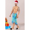 LA LEELA Men's Christmas Tree Holiday Xmas Santa Claus Party Swimwear Wrap Fashion Swim Trunk Swimsuit Vacation Beach Gifts Sarong One Size Blue - 2 of 4
