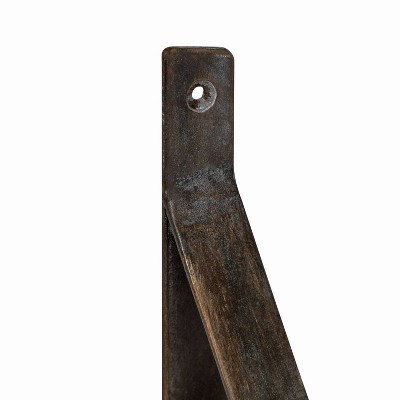 Rustic Brown Wood and Iron Floating Wall Shelf Set