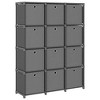 vidaXL 12-Cube Display Shelf with Boxes in Gray, Fabric and Steel Freestanding Storage Rack for Home and Office - 3 of 4