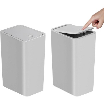 Bathroom Trash Can with Lid, 10 Liter/ 2.6 Gallon Slim Garbage Can, Small Trash Bin Waste Basket with Pop-Up Lid