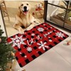Lomsoe Christmas Red & Black Checkered Snowflake Doormat with Non-Slip Rubber Backing Winter Holiday Decor Entryway. - 3 of 4
