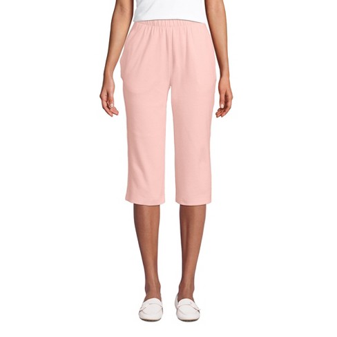 Lands' End Women's Sport Knit High Rise Elastic Waist Pull On Capri Pants -  Large - Crisp Peach Twill : Target