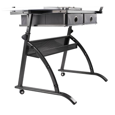 Core Craft Table with Adjustable Top and Metal Storage