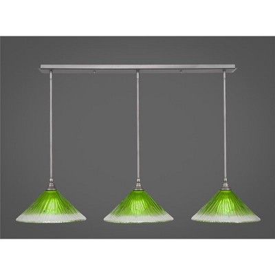 Toltec Lighting Any 3 - Light Chandelier in  Brushed Nickel with 12" Kiwi Green Crystal Shade