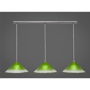 Toltec Lighting Any 3 - Light Chandelier in  Brushed Nickel with 12" Kiwi Green Crystal Shade - 1 of 1