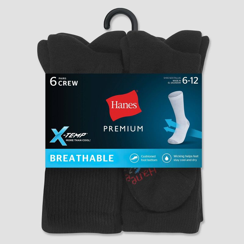 Hanes Premium Men's X-Temp Breathable Crew Socks 6pk, 3 of 7