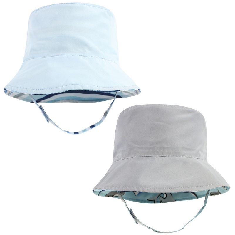 Hudson Baby Infant Boy Sun Protection Hat, Shark Stripe, 3 of 8