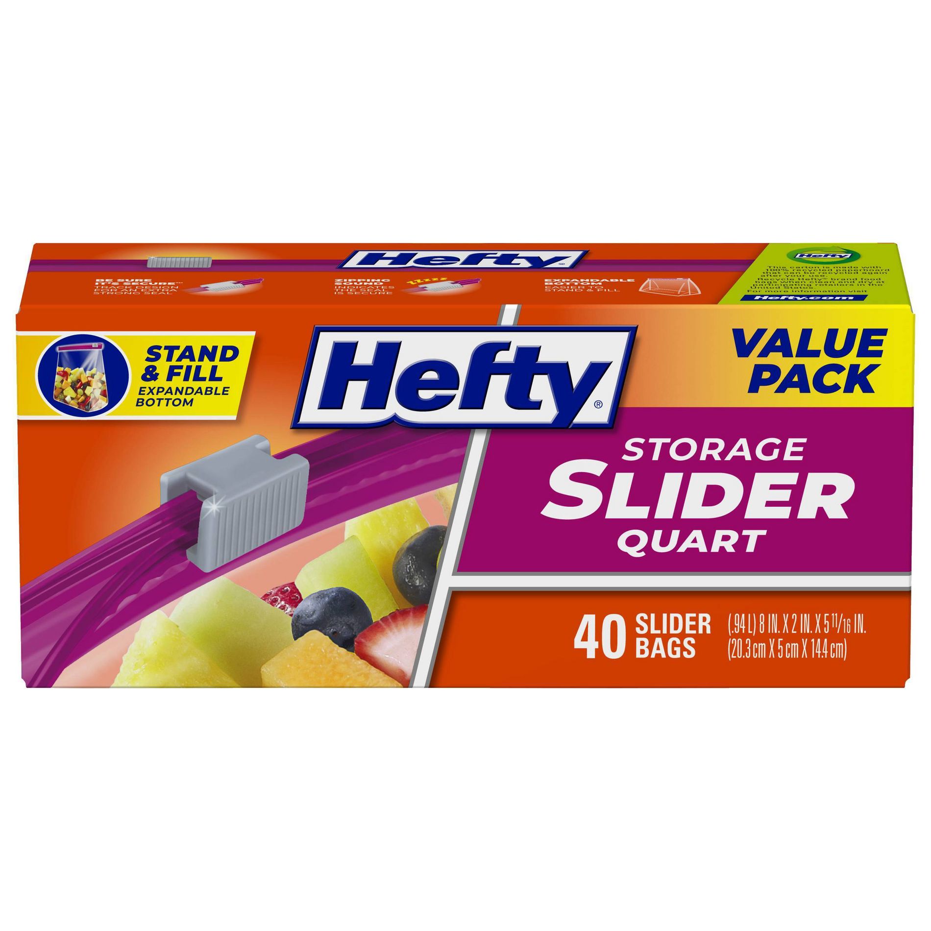 Hefty Quart Food Storage Slider Bag - 40ct