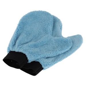 Unique Bargains Car Wash Towel Coral Fleece for Car Cleaning Wiping 9.84"x7.87"x0.39" Sky Blue 2 Pcs - 1 of 4