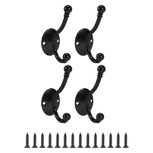 Unique Bargains Vintage Clothes Hooks 3.98"x1.34"x2.64" Black 4 Pcs - 1 of 4