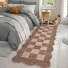 Checkered Rug Washable Rug for Living Room Non Slip Indoor Scalloped Printed Carpet Low Pile Neutral Rugs Soft Floor Cover for Bedroom Nursery - 3 of 4