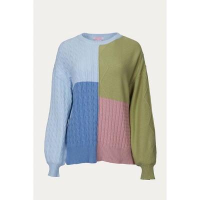 Women's CABLE-KNIT COLORBLOCK SWEATER - ESLEY COLLECTION