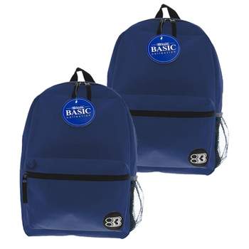 BAZIC Products® 16" Basic Backpack, Navy Blue, Pack of 2