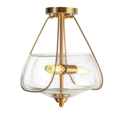LNC Obscuragux 1-Lights 11.8-in Polished Gold with Clear Glas Urn Semi-Flush Mount Lights