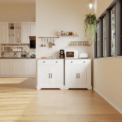 Garvee 29.5" White Buffet Cabinet with Storage, Adjustable Shelf, and 1 Drawer ¨C Modern Coffee Bar, Kitchen Sideboard, TV Stand, and Entryway Console