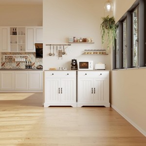 Garvee 29.5" White Buffet Cabinet with Storage, Adjustable Shelf, and 1 Drawer ¨C Modern Coffee Bar, Kitchen Sideboard, TV Stand, and Entryway Console - 1 of 4