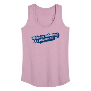 Women's - Instant Message - Actually Returned A Phone Call Graphic Racerback Tank - 1 of 4