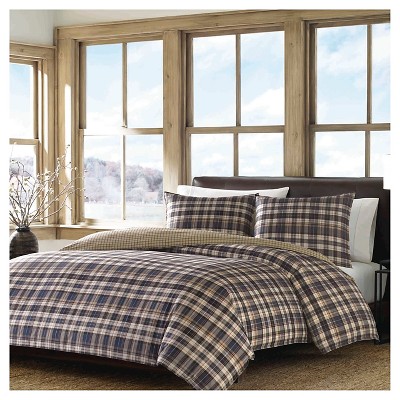 Photo 1 of **USED**
Port Gamble Plaid Duvet Cover And Sham Set Navy - Eddie Bauer