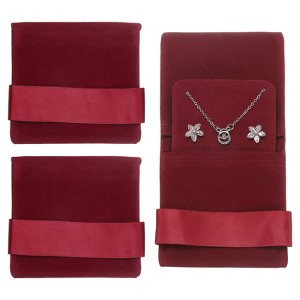 Unique Bargains Velvet Storage Ring Necklace Jewelry Pouches with Insert Pad 3.5" x 3.3" 3 Pcs - 1 of 4
