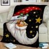 Lomsoe Vintage Moon Santa Claus Print Flannel Blanket - All Seasons Soft Cozy Warm Throw Blanket for Bed, Napping, Camping, Travel, Office - 3 of 4