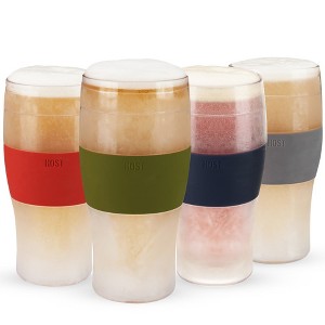 HOST Beer FREEZE Beer Glass Cups Set Drinking Glasses, Freezer Mugs with Gel Double Walled Cool Cups Plastic Multicolor 16oz Set of 4 - 1 of 4