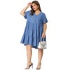 Agnes Orinda Women's Plus Size Tiered V Neck Short Sleeve Summer Casual Buttons Dresses - 3 of 4