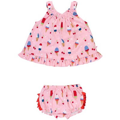 RuffleButts Baby/Toddler Knit Swing Top and Bloomer Set