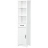 kleankin Slim Bathroom Storage Cabinet, Tall Bathroom Cabinet, Linen Tower with 3 Open Shelves, Drawer, Recessed Door and Adjustable Shelf, White - 4 of 4
