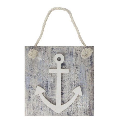 Northlight 7.25” Blue and White Cape Cod Inspired Anchor Wall Hanging Plaque - image 1 of 3