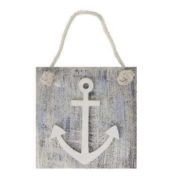 Northlight 7.25” Blue and White Cape Cod Inspired Anchor Wall Hanging Plaque