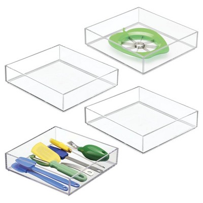 iDesign Plastic Makeup Drawer Organizer Tray - Set of 4 - Clear