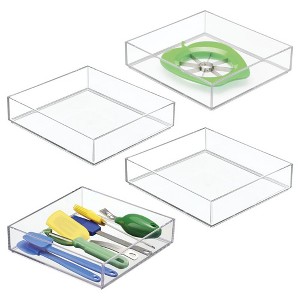 iDesign Plastic Makeup Drawer Organizer Tray - Set of 4 - Clear - 1 of 4