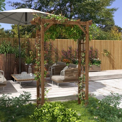 Carbonized Fir Wood Outdoor Garden Arched Trellis Arbor