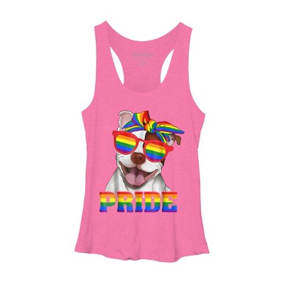 Adult Design By Humans Pit Bull Rainbow Pride Dog By Luckyst Racerback Tank Top