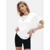 EXLURA Women's Summer Exposed Seams Oversized Tops 2025 Casual Workout T Shirts Trendy Pleated Dressy Crewneck Tunic Outfits - 4 of 4