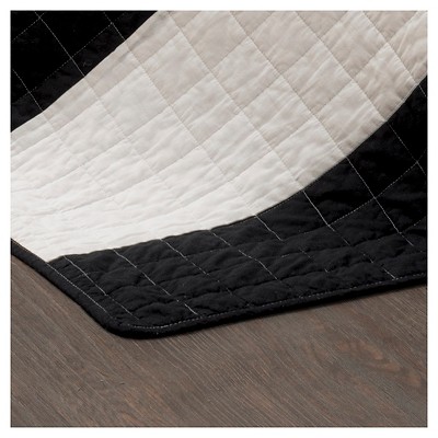 Black and White Striped Cotton Full Quilt Set