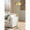 Possini Euro Design Medbury Mid Century Modern 61 1/2" Tall Standing Floor Lamp Skinny Pull Chain Gold Metal Brass Finish Living Room Dome Shade - 2 of 4