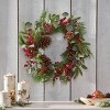 Artificial Greenery Wreath for Wedding Christmas Wreath with Eucalyptus Berries Flowers, Indoor Outdoor Wreaths for Wedding Table Party Home Decor - 3 of 4