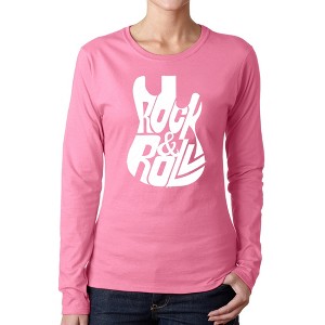 LA Pop Art Rock And Roll Guitar - Women's Word Art Long Sleeve T-Shirt - 1 of 4