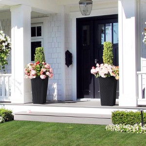 23" Tall Outdoor/Indoor Planter Pots (Set of 2) - Black with Drainage Holes, Water Level Monitor & Inner Bucket for Automatic Watering - 1 of 4