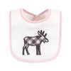 Hudson Baby Infant Girl Cotton Terry Drooler Bibs with Fiber Filling, Girl Moose Bear, One Size - 3 of 4