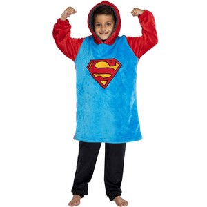 DC Comics Justice League Kids Superhero Oversized faux-shearling Sweatshirt Lounge Hoodie - 1 of 3
