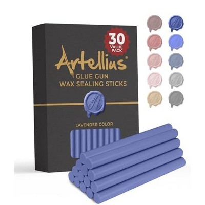 Artellius Premium Sealing Wax Sticks (Bulk 30 Pack) Wax Seal Glue Gun Sticks, Envelope Seal Wax for Stamp Seals - Lavender