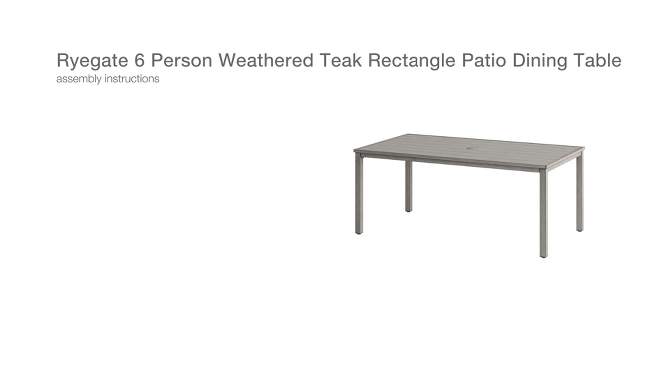 Ryegate 6 Person Weathered Teak Rectangle Patio Dining Table - Threshold&#8482;, 2 of 7, play video