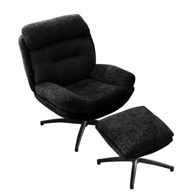 Velvet Rocking and Swivel Ergonomic Lounge Chair with Ottoman, High-Density Foam, Wide Armrests and Sturdy Metal Base