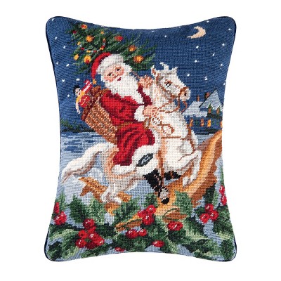 C&F Home 12" x 16" Santa Riding Horse Needlepoint Pillow