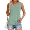 Women Summer Sleeveless Tees Shirts V Neck Tank Tops Casual Loose Fit Blouses Basic Top - 2 of 4