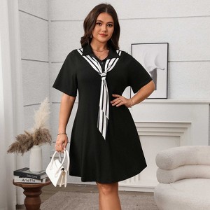 chinese dress ladies 4XL-8XL) Plus Size Black A Line Dress (EXTRA BIG SIZE)  Pluspreorder