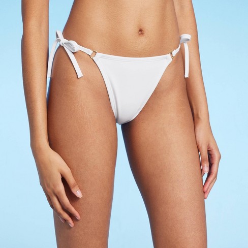 Women's Ring Detail Medium Coverage High Waist Extra High Leg Bikini Bottom  - Shade & Shore™ White Xl : Target